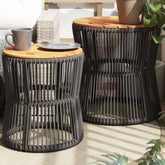 Garden Side Table Gray and Brown PE rattan Small and Medium
