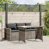 Garden Dining Set Grey PE rattan 3-seater Removable Covers
