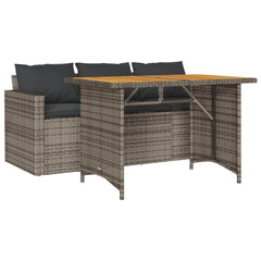 Garden Dining Set Grey PE rattan Medium UV-resistant materials