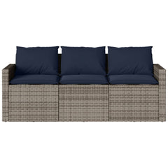 Garden Sofa Grey PE Rattan 3-Seater Removable Covers