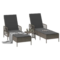 Sun Lounger 3 pcs Grey and Dark Grey 21.65 x 78.74 x 36.22 in