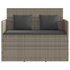 Garden Bench Gray PE rattan 47.2 in Removable Covers