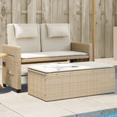 Garden Bench Beige PE rattan, powder-coated steel, polyester Medium