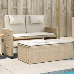 Garden Bench Beige PE rattan, powder-coated steel, polyester Medium