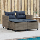Garden Sofa Grey PE rattan Large Removable Covers Outdoor Sofa
