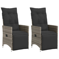 Reclining Garden Chair Set of 2 Grey, Dark Grey