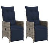 Reclining Patio Chairs 2 pcs with Cushions Gray Poly Rattan