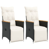 Reclining Garden Chair Set of 2 Black, Cream White