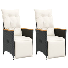 Reclining Garden Chair Set of 2 Black, Cream White