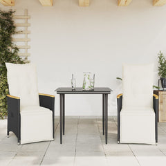 Reclining Garden Chair Set of 2 Black, Cream White