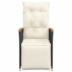 Reclining Garden Chair Set of 2 Black, Cream White