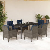 Garden Dining Set Grey, Navy Blue, Black