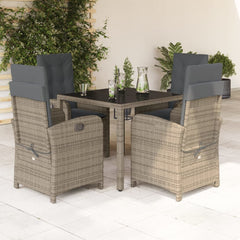 Garden Dining Set Grey Poly Rattan 5 Piece Set