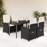 Garden Dining Set Black, Cream White