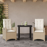 Garden Dining Set Beige chairs, Black table, Cream cushions