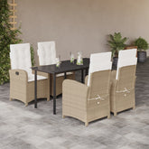 Garden Dining Set Beige PE rattan Medium Removable Covers