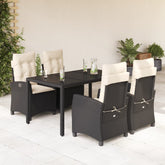 Garden Dining Set Black, Cream white