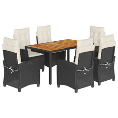 Garden Dining Set Black, Cream White