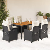 Garden Dining Set Black, Cream White