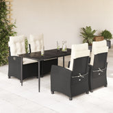 Garden Dining Set Black and Cream White