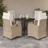 Garden Dining Set Beige PE rattan 5 Piece Set Seats Many