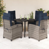 Garden Dining Set Grey PE rattan Medium Adjustable Armrests