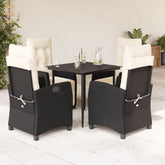 Garden Dining Set Black, Cream White PE rattan Medium
