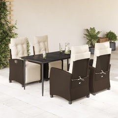 Garden Dining Set Table: Black, Chair: Brown, Cushion: Cream White