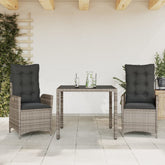 Garden Dining Set Grey PE rattan Standard Removable Covers