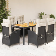 Garden Dining Set Black, Cream White