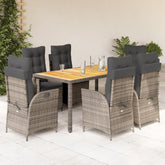 Garden Dining Set Grey PE rattan Medium Adjustable Armrests