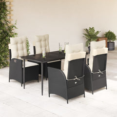 Garden Dining Set Black, Cream white