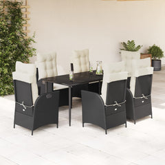 Garden Dining Set Black PE rattan Large Adjustable Armrests