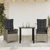 Garden Dining Set Grey PE rattan Standard Adjustable Armrests