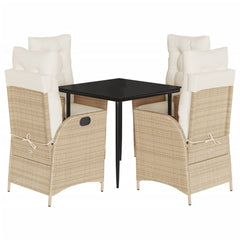Garden Dining Set Beige and Black PE Rattan 5-Piece Set