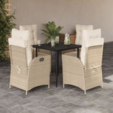 Garden Dining Set Beige and Black PE Rattan 5-Piece Set