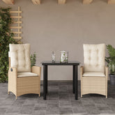 Garden Dining Set Beige and Black