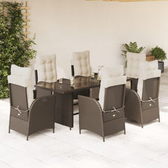 Garden Dining Set Brown Poly Rattan 7 Piece Set