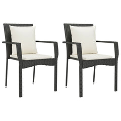 Garden Dining Set Black Poly Rattan Large Removable Covers