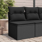 Garden Sofa Black PE Rattan Single Removable Covers