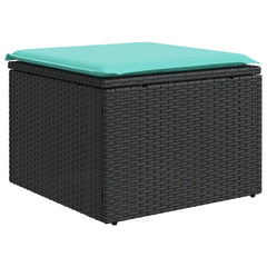 Garden Stool Black stool, Blue cushion