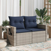 Patio Sofa with Cushions 2-Seater Gray Poly Rattan