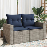 Patio Sofa with Cushions 2-Seater Gray Poly Rattan