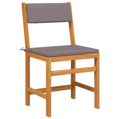 Balcony Set Dark Grey Cushion, Natural Wood
