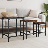 Nesting Coffee Table Set of 3 Smoked oak Engineered wood, metal