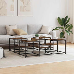 Coffee Table Smoked Oak Engineered Wood Large Adjustable Feet