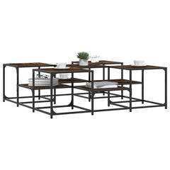 Coffee Table Smoked Oak Engineered Wood Large Adjustable Feet