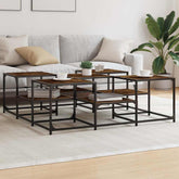 Coffee Table Smoked Oak Engineered Wood Large Adjustable Feet