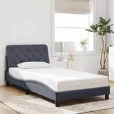 Bed Frame Dark Grey Velvet Twin Bed Frame Rectangular Modern