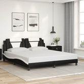 Bed Frame Viana without Mattress Black and White 72x83.9Faux Leather
